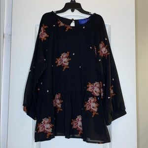 Black blouse with flowers
